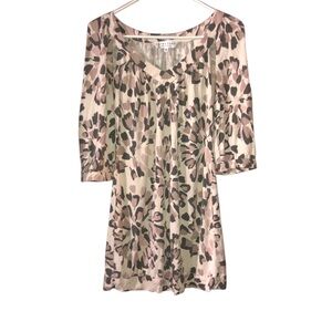 Vintage Trina Turk 100% Silk Dandelion Print Mini Dress Size 6 Shift Dress